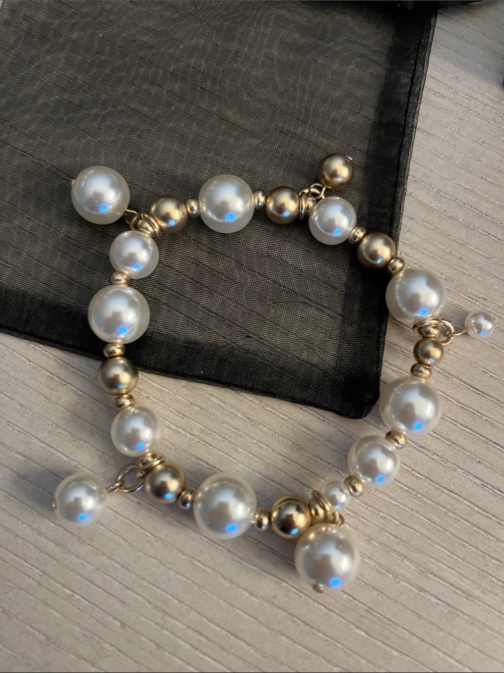 Chico's White Pearl Charm Bracelet